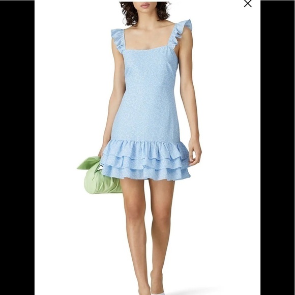 Lilkely Charlotte Ruffled Women’s Blue Belted Mini Dress Sz 12 NWT - Picture 1 of 16